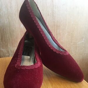 Vintage red velvet heels